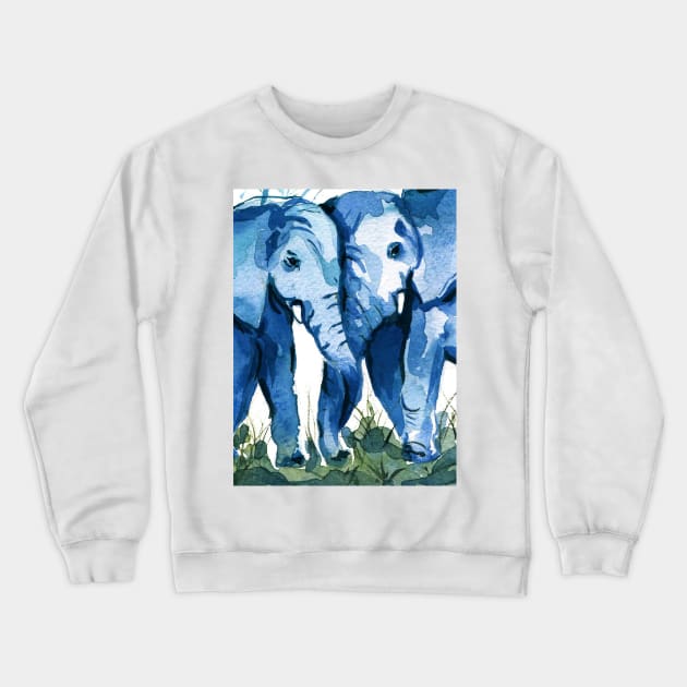 Elephants watercolor Crewneck Sweatshirt by NadiiaGogol